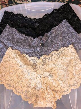 THREE brand new Smart&Sexy Signature Lace Cheeky Panty panties SIZE 6 MEDIUM